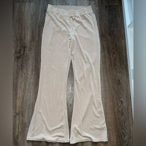 Hollister Cream Ultra High-Rise Velour Flare Pants- Size L